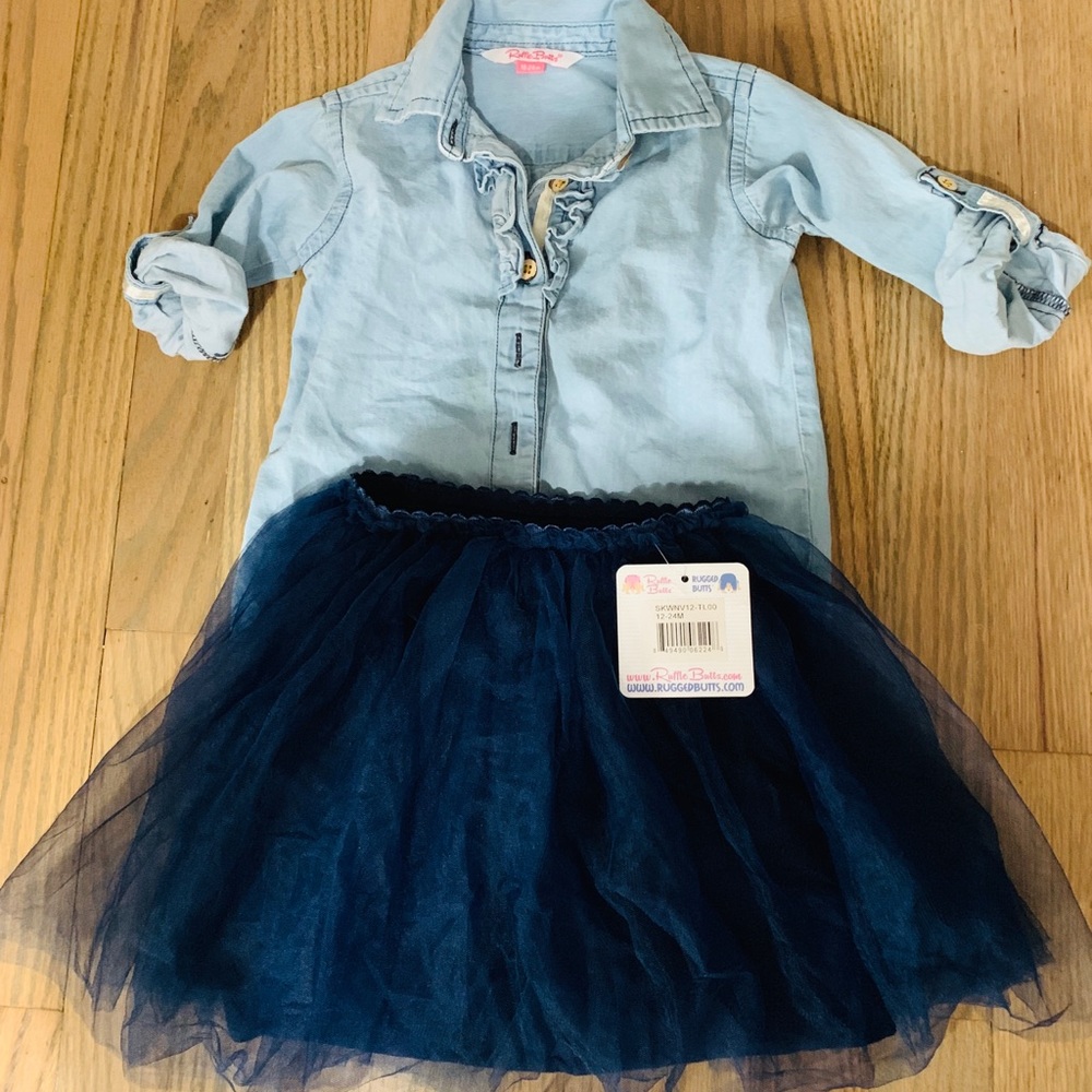 Rufflebutts Tutu and Button down Shirt Set